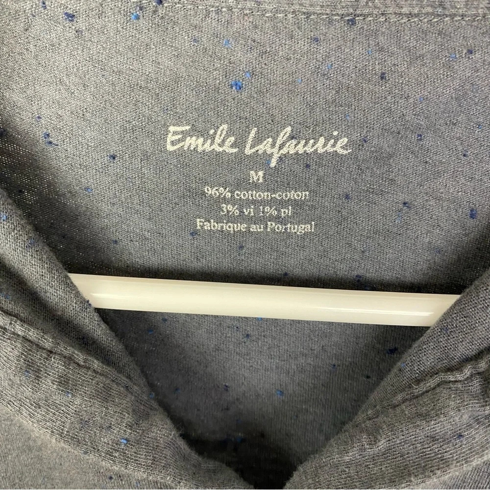 Emile Lafaurie Polo Shirt Mens Medium Grey Blue Short Sleeve Tshirt Tee V Neck - Picture 5 of 7